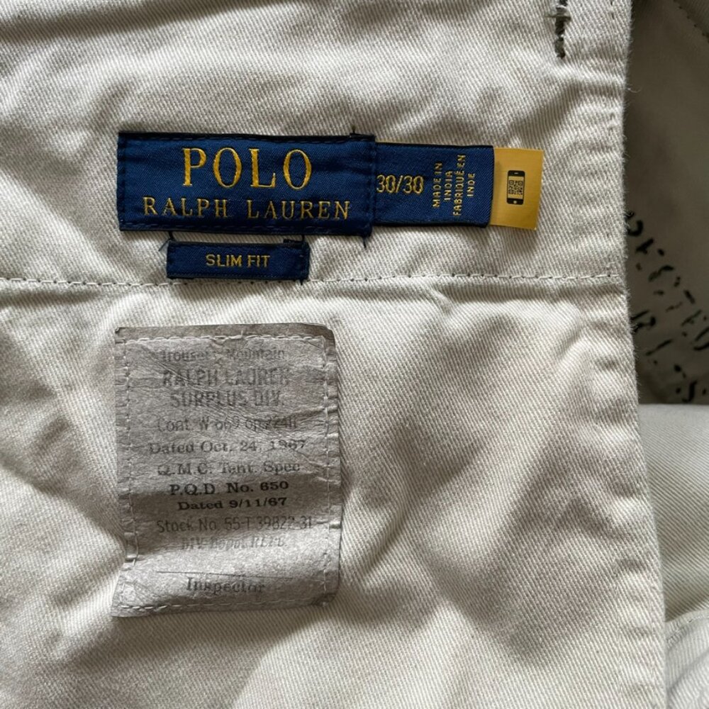 Polo Ralph Lauren Slim Fit Canvas Cargo Pants | Olive Green | Size 30x32 - Picture 7 of 10